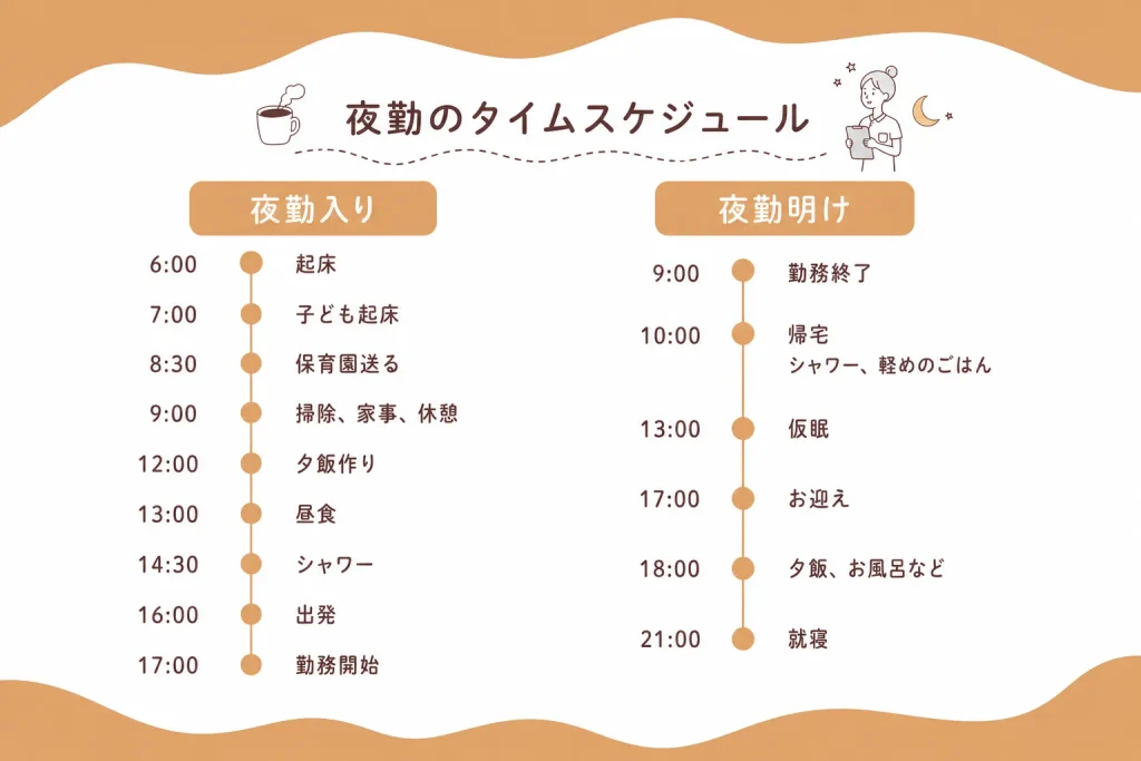 看護師夜勤入りと夜勤明けのタイムスケジュール