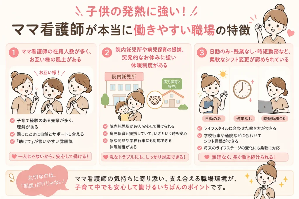 ママ看護師が働きやすい職場のイメージ画像