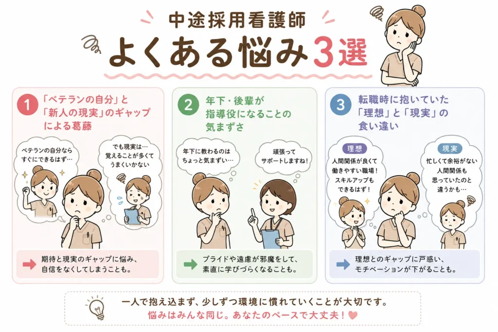 中途採用看護師のよくある悩み