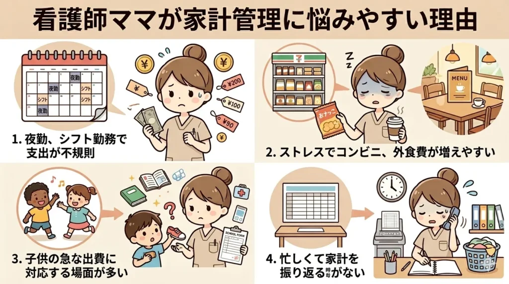 看護師が家計管理に悩む様子