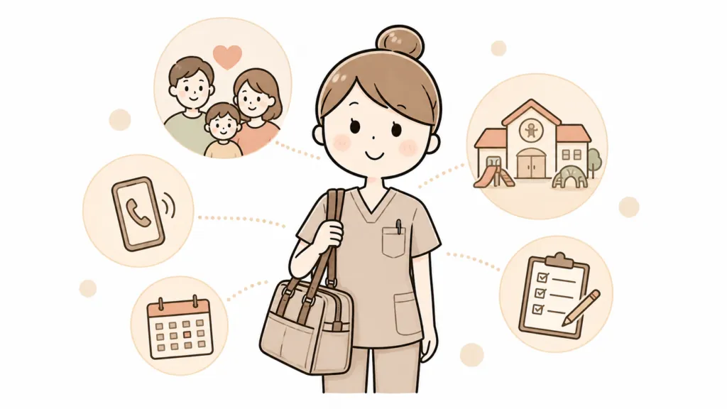子育て中の看護師が安心して働くための準備を示す図解