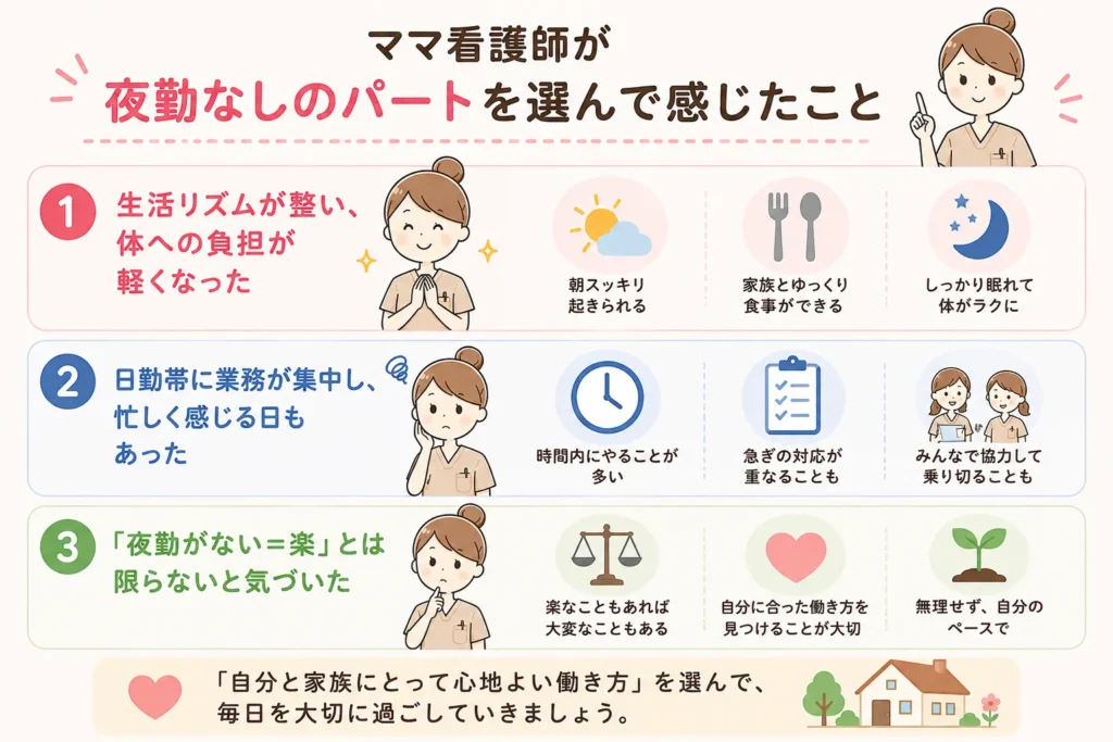 看護師が夜勤なしパートをして感じたこと