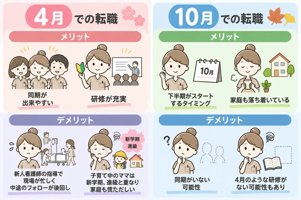 ４月と10月の転職時期の比較