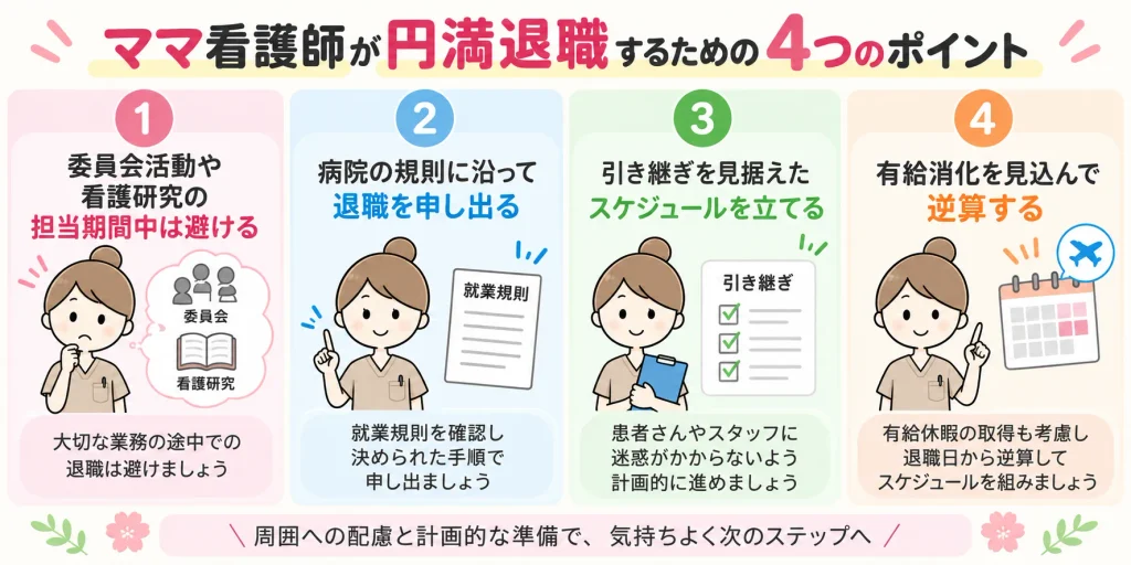 ママ看護師が円満退職するためにポイント