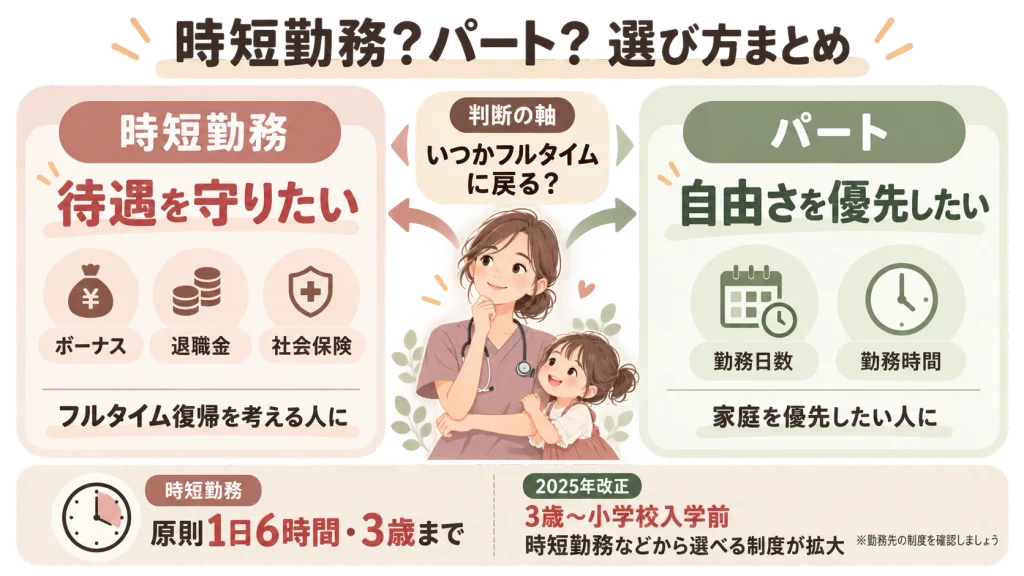 看護師時短勤務かパートか