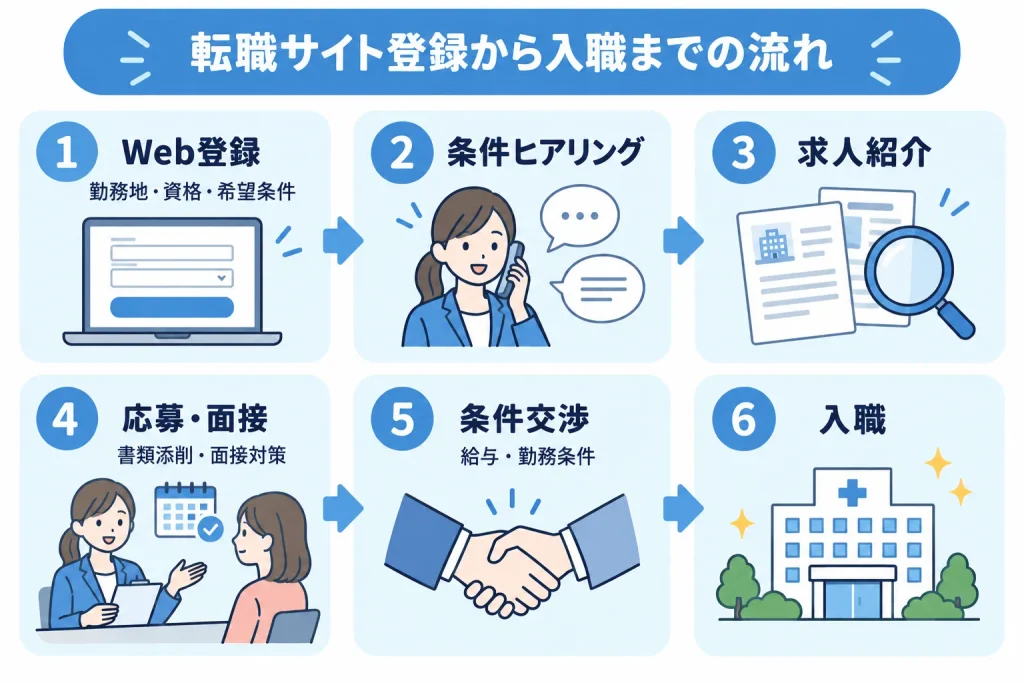 ナース専科 転職登録から入職までの流れ